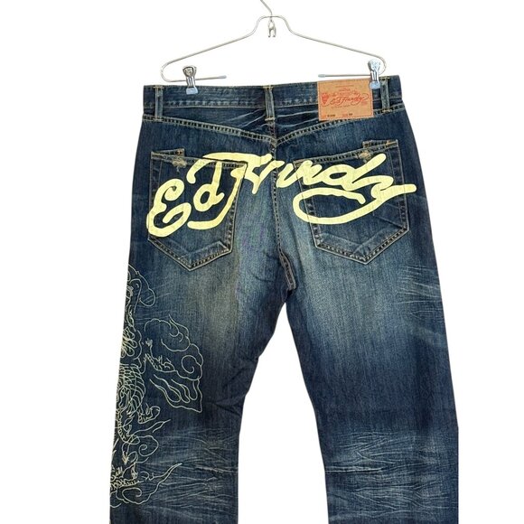 Ed Hardy by Christian Audigier Men's Dragon Embroidered Jean Blue Size 36 x 32 N - Picture 12 of 13